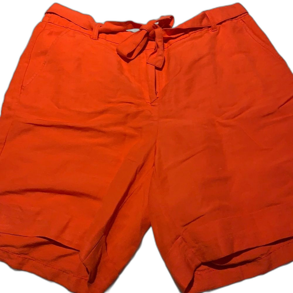 Lane Bryant Coral Linen Blend Tie Waist Shorts Plus Size 16 EUC